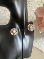 Vintage Ohrclips, rosa Stein