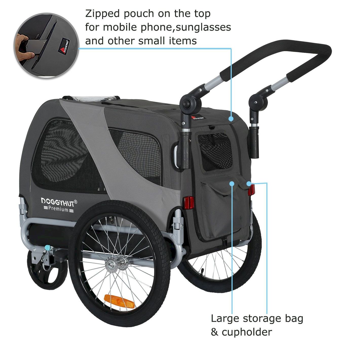 Remorques: DOGGYHUT Premium MEDIUM 2in1 Grau – Neuf avec emballage d'origine à Bottighofen par zaap 3