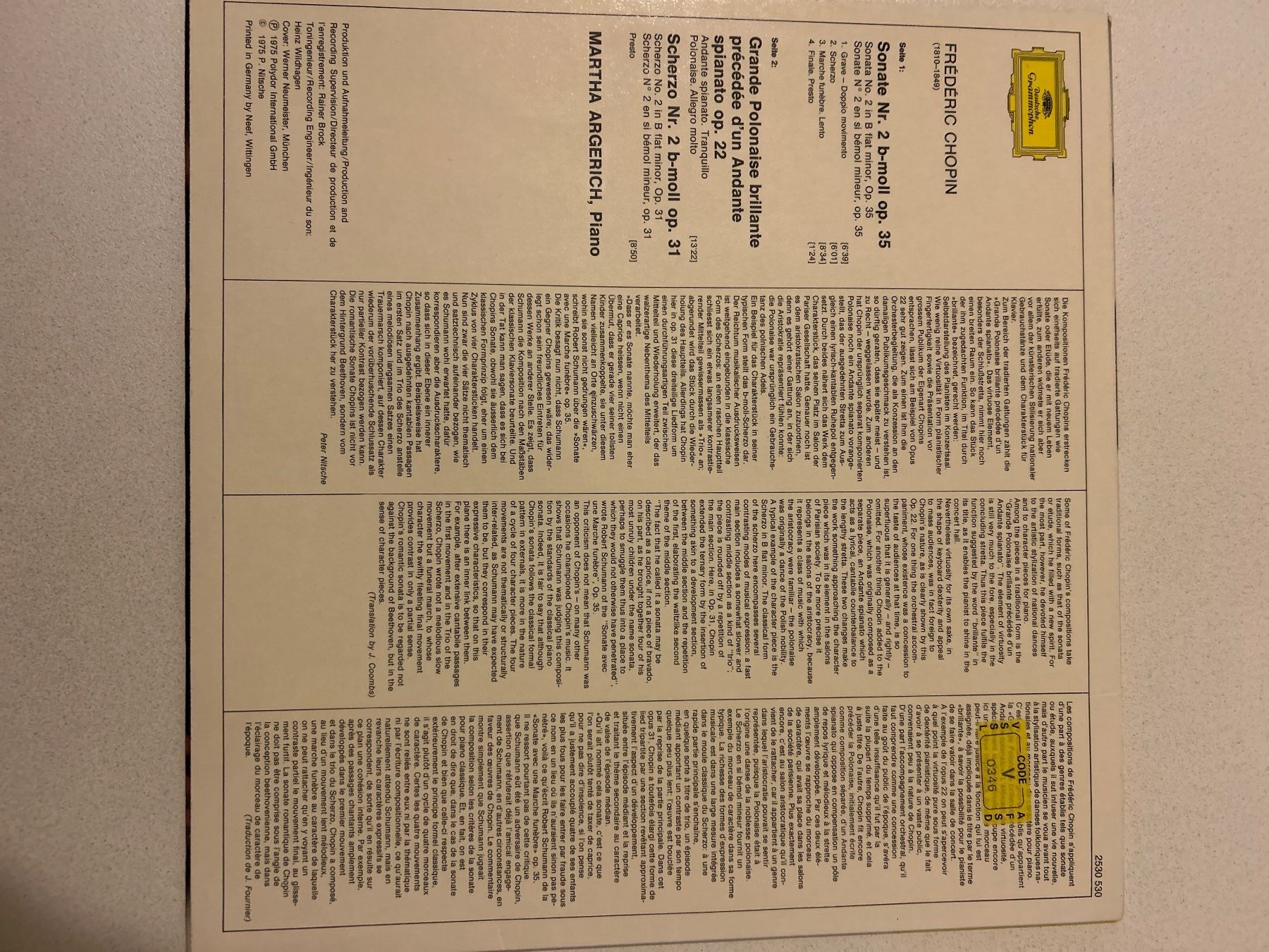 Dischi in vinile: Frédéric Chopin - Martha Argerich, Piano – Nuovo (secondo la descrizione) da Zürich venduto da Fisel1 1