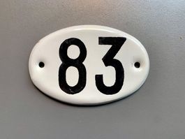 Emaille-Schild / Hausnummer Schild Nr. 83 (9 x 6 cm)