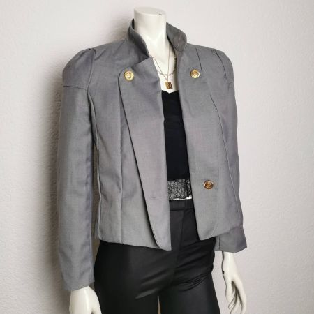 Graue Vintage Jacke / Blazer mit goldenen Knöpfen - Grösse S
