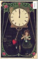 Die besten Wünsche zum neuen Jahre! Uhr - Präge-Litho