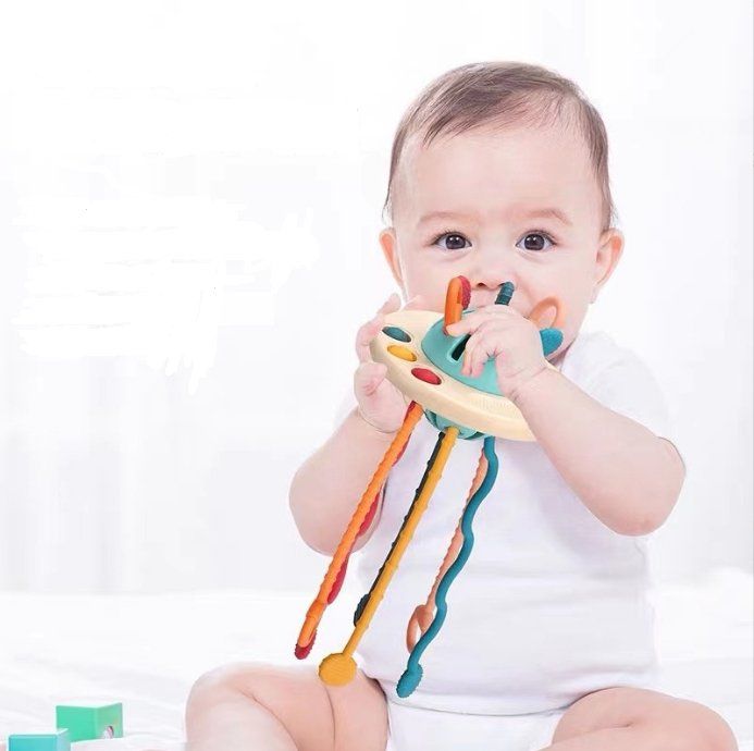 Montessori Spielzeug Silikon Zugschnur - Sensorik Spielzeug Für Babys Entwicklung