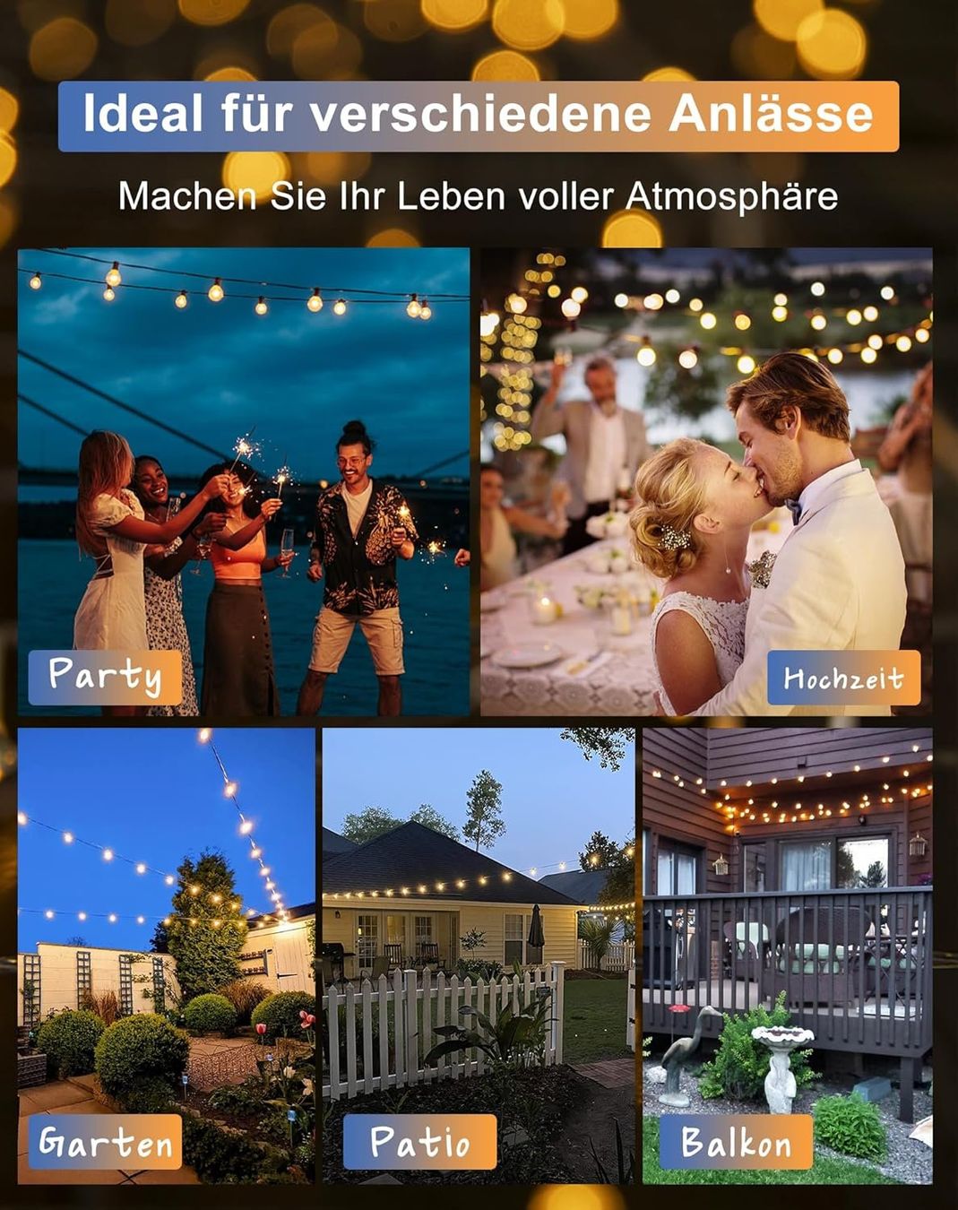 Lichterketten & Leisten: GLÜHBIRNEN LED LICHTERKETTE AUSSEN - 15 METER - 25+2 BIRNEN – Neu und originalverpackt aus Kriens von swissgadget 6