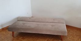 Schlafsofa 190x91x77 aus Samtstoff beige 