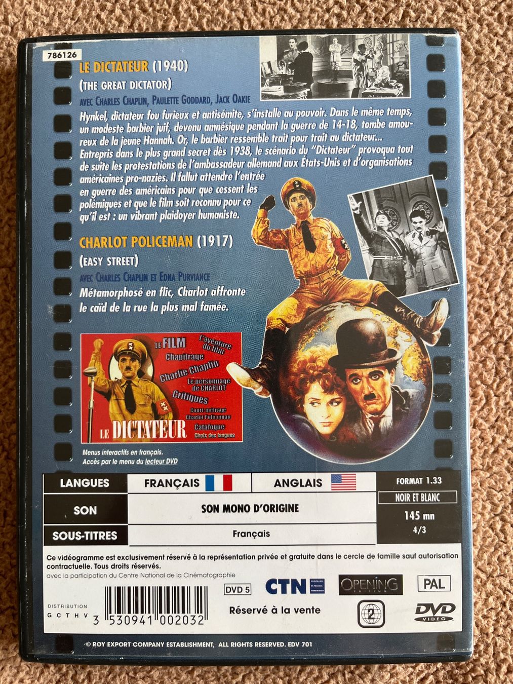 Alle DVDs: LE DICTATEUR - CHARLIE CHAPLIN – Gebraucht aus Lausanne von sbar224 1