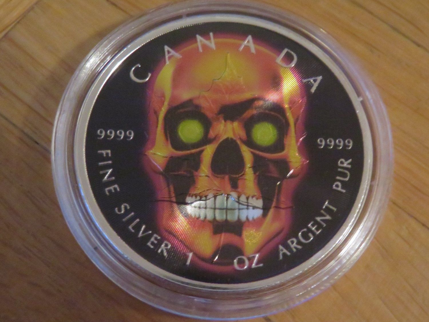 Alle Münzen: Orange Fire Skull 2023 Maple Leaf 1 OZ SILBER -COLOR EDIT – Neu (gemäss Beschreibung) aus Wetzikon ZH von Nicki6 3