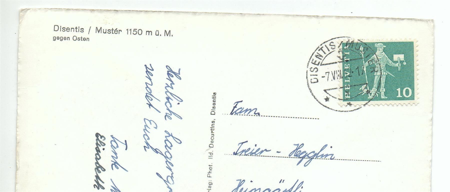 Ansichtskarten: DISENTIS MUSTÉR gegen Osten – Gebraucht aus Jona von philajona 1