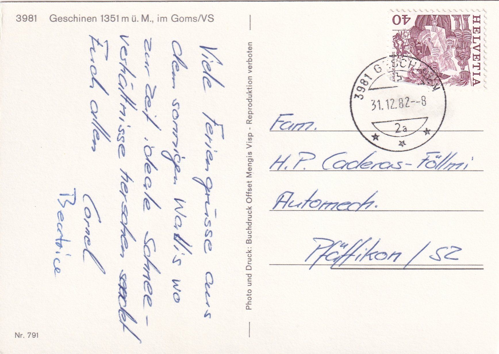 Cartoline postali: Geschinen im Goms /ay – Usato da Hombrechtikon venduto da Rudolf07 1