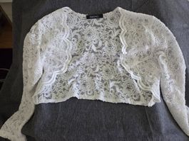 Eleganter Spitzenbolero / Kurzjacke Weiss – Gr. S