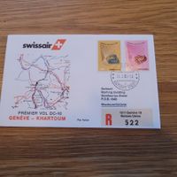 Luftpost Brief Genève Khartoum 1er vol 1983 Swissair