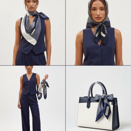 Yves Saint Laurent YSL Vintage Foulard – Marineblau/Weiss