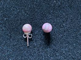 Ohrstecker Rhodonit, 7mm, 925 Silber