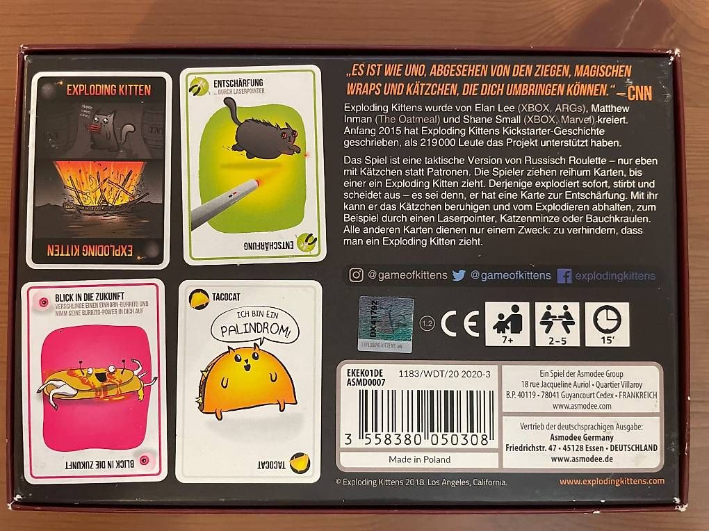Giochi: Exploding Kittens  Originale Edition + Imploding Kittens – Usato da Windisch venduto da Dennis028 1