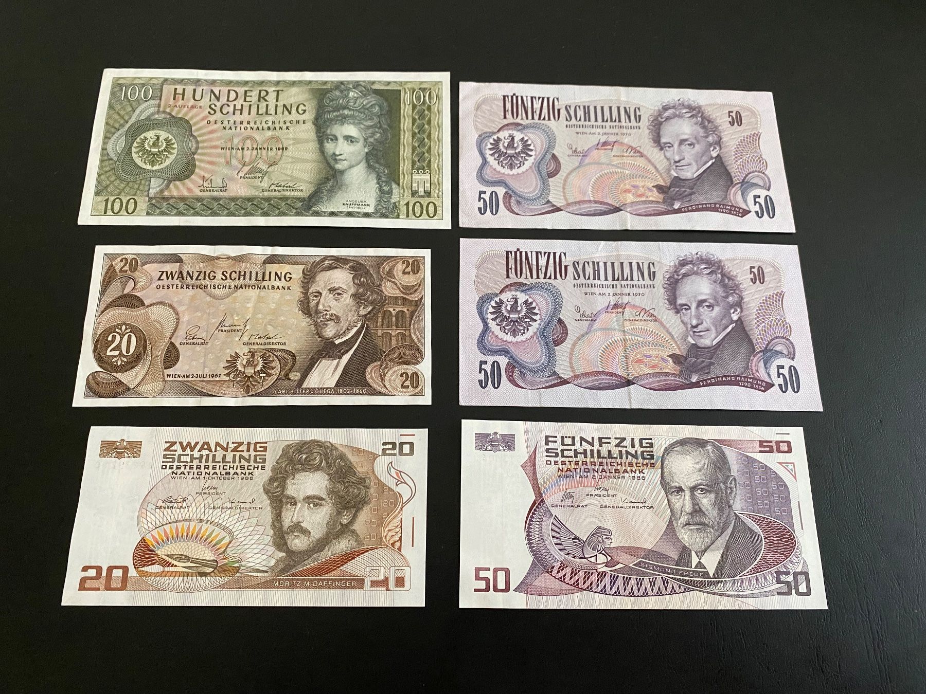 Banknoten: 6 Banknoten Österreich – Gebraucht aus Dällikon von Woldbanknoten