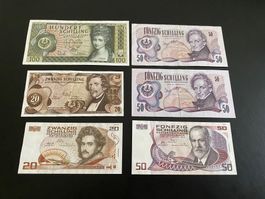 6 Banknoten Österreich