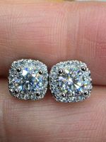 Boucles d'oreille argent avec diamants moissanite de 1 ct