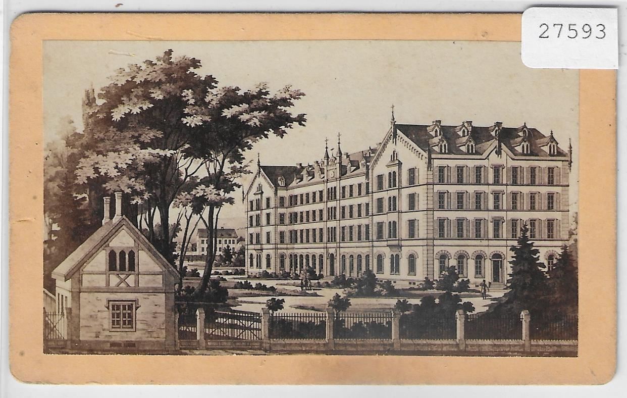 Ansichtskarten: Basel - Missionshaus um 1872 - Litho – Gebraucht aus Ettingen von Kartenplanet