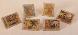 PTT Briefmarken-Pins WPC Suisse - 6er Sammler-Set - Rar