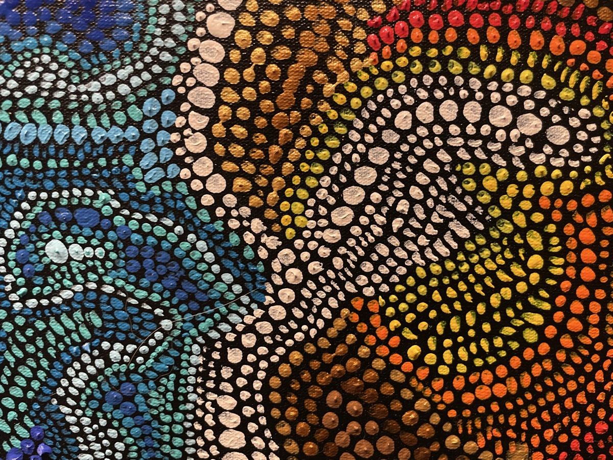 Poster & Bilder: Acrylbild abstrakt Punkttechnik farbig Grossformat guter Zus – Neu (gemäss Beschreibung) aus Pfyn von Goodsell 4