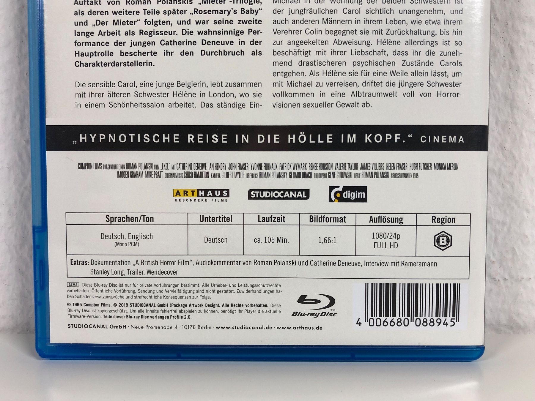 Tutti i DVDs: Ekel (1965) - Bluray Arthaus – Usato da Bern venduto da McFlurry_08 2