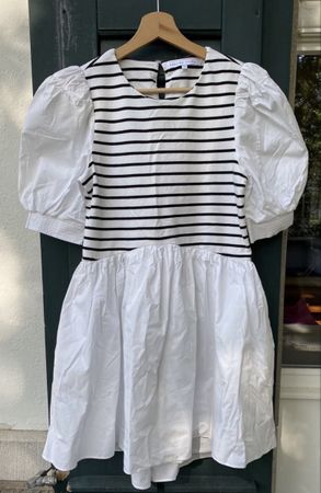 Kleid English Factory gestreift weiss schwarz Grösse XS