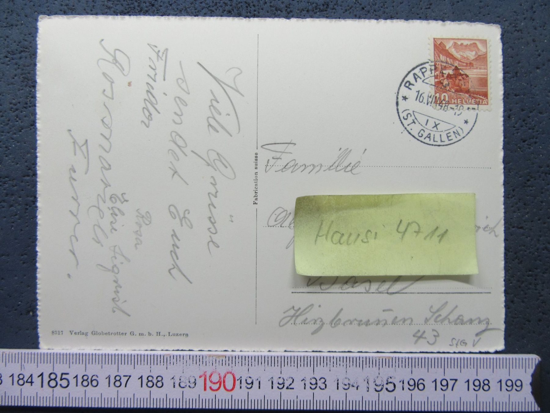Cartoline postali: RAPPERSWIL SG AK DAS SCHLOSS 1948 – Usato da Ettingen venduto da Hausi4711 1