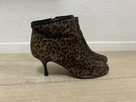 Leopard Stiefeletten Gr. 37 Wildlederoptik Made in 🇮🇹