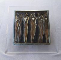 HerzVerbindung, Liebende - Keramik auf PlexiGlas