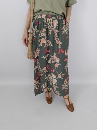 VERO MODA Rock, Gr. L, Grün mit Blumen, Sommer Rock!