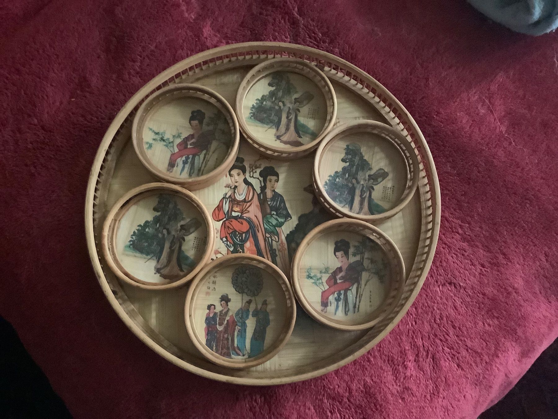 Sottobicchieri: CHIN. VINTAGE GLASUNTERSETZER SET 7 TEILIG – Usato da Adlikon b.Regensdorf venduto da Crystaldragon09