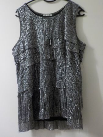 Festliches Silbernes Top. XL. Glitzer Stufenlook Party (67)