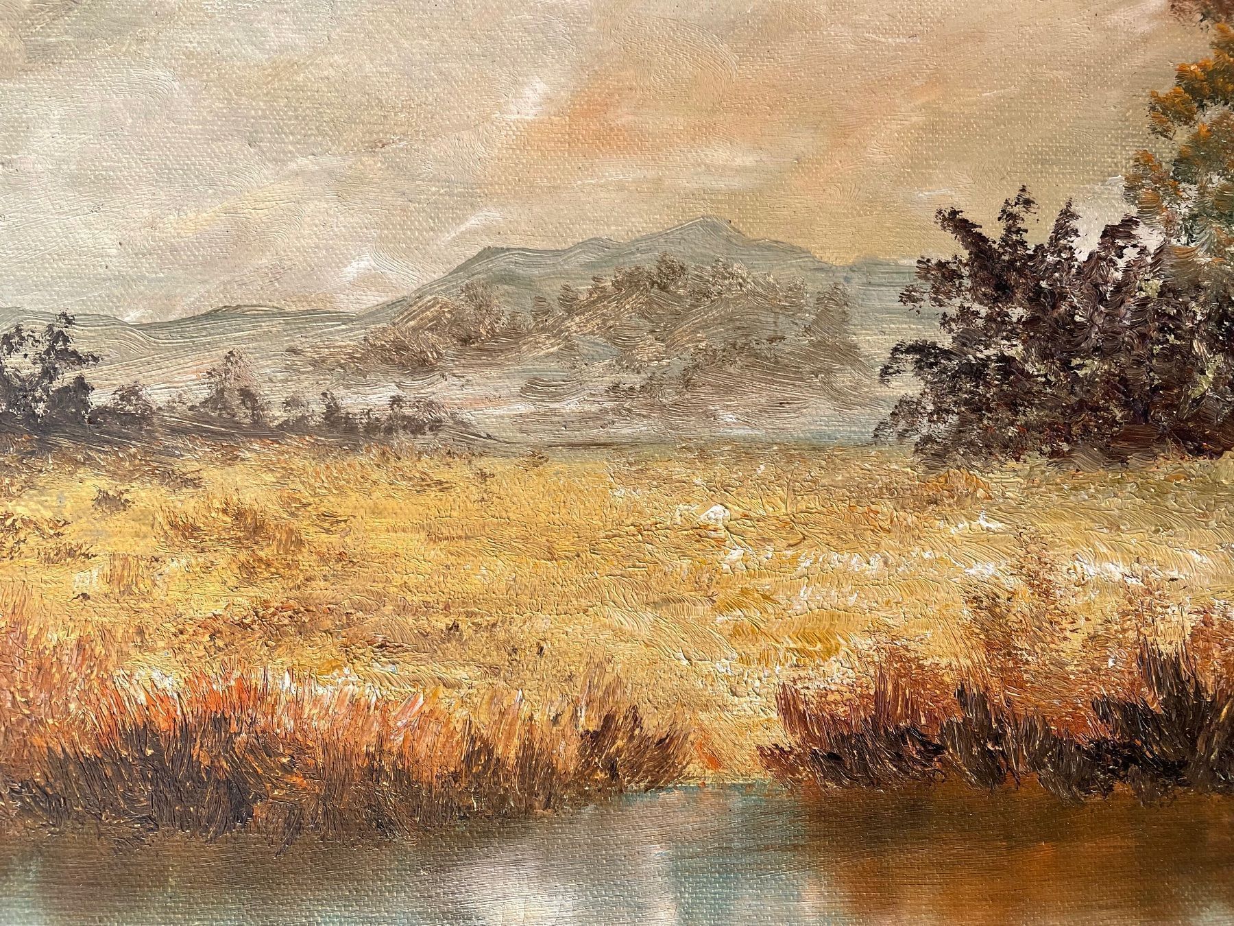 Dipinti: Gemälde Weiher / Moor, Blick auf Hügel – Usato da Oberrieden venduto da PEGNE 1