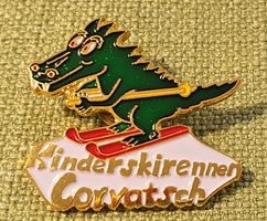 P388 - Pin  Drache auf Ski Kinderskirennen Corvatsch
