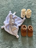 Baby Geschenkset: Schmusetuch Hase + 2 Paar Babyschuhe – Neu