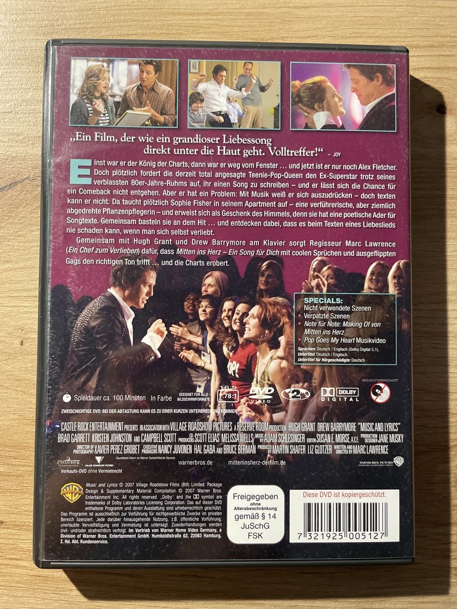 Tutti i DVDs: DVD "Mitten ins Herz" Hugh Grant Drew Barrymore Romantik Kom – Usato da Sargans venduto da Didis 1