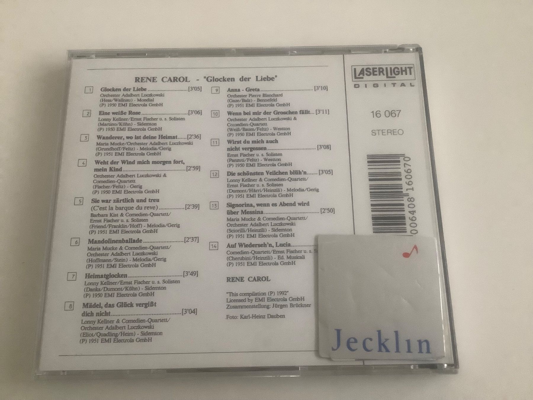 CD: Rene Carol / Glocken der Liebe / 1992 – Usato da Dübendorf venduto da Shreck 1