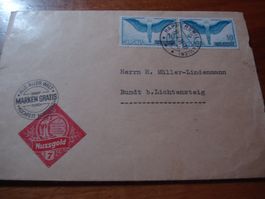 Brief 1938, Flugpostfrankatur mit Überdruck,