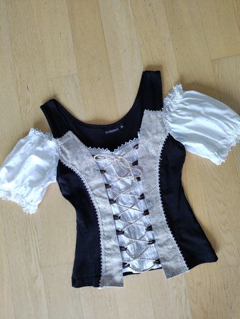 Stockerpoint Trachten Shirt Schwarz/Weiss Taille 34