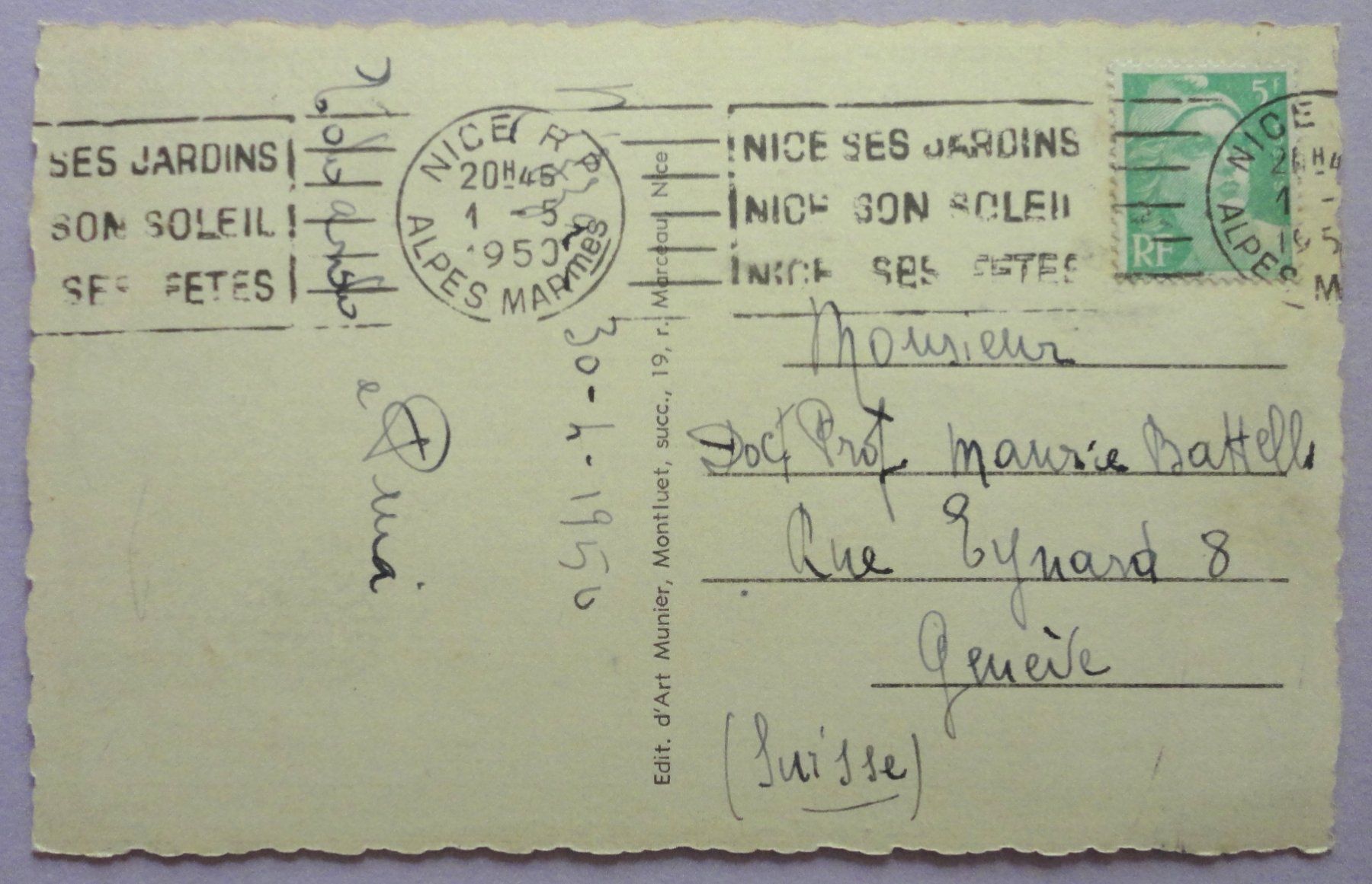 Cartes postales: Nice - Le Palais de la Méditerranée – D'occasion à Fétigny par Billy2miny 1
