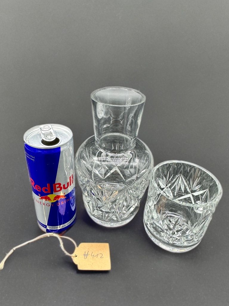 Caraffe: Wunderschöne Kristall-Nachttischkaraffe mit Glas – Usato da Villmergen venduto da JacRon 1