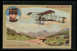Biplan H. Farman et Lieutenant Savoir