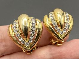 Vintage Strass vergoldete Ohrringe, Clip
