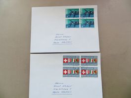 2 Briefe 4erBlock Sondermarken 1965, Wattwil