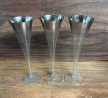3er Set Sektgläser mit Silberrand, Vintage Design!