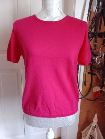 Pull femme rose 38 manches courtes cashmer