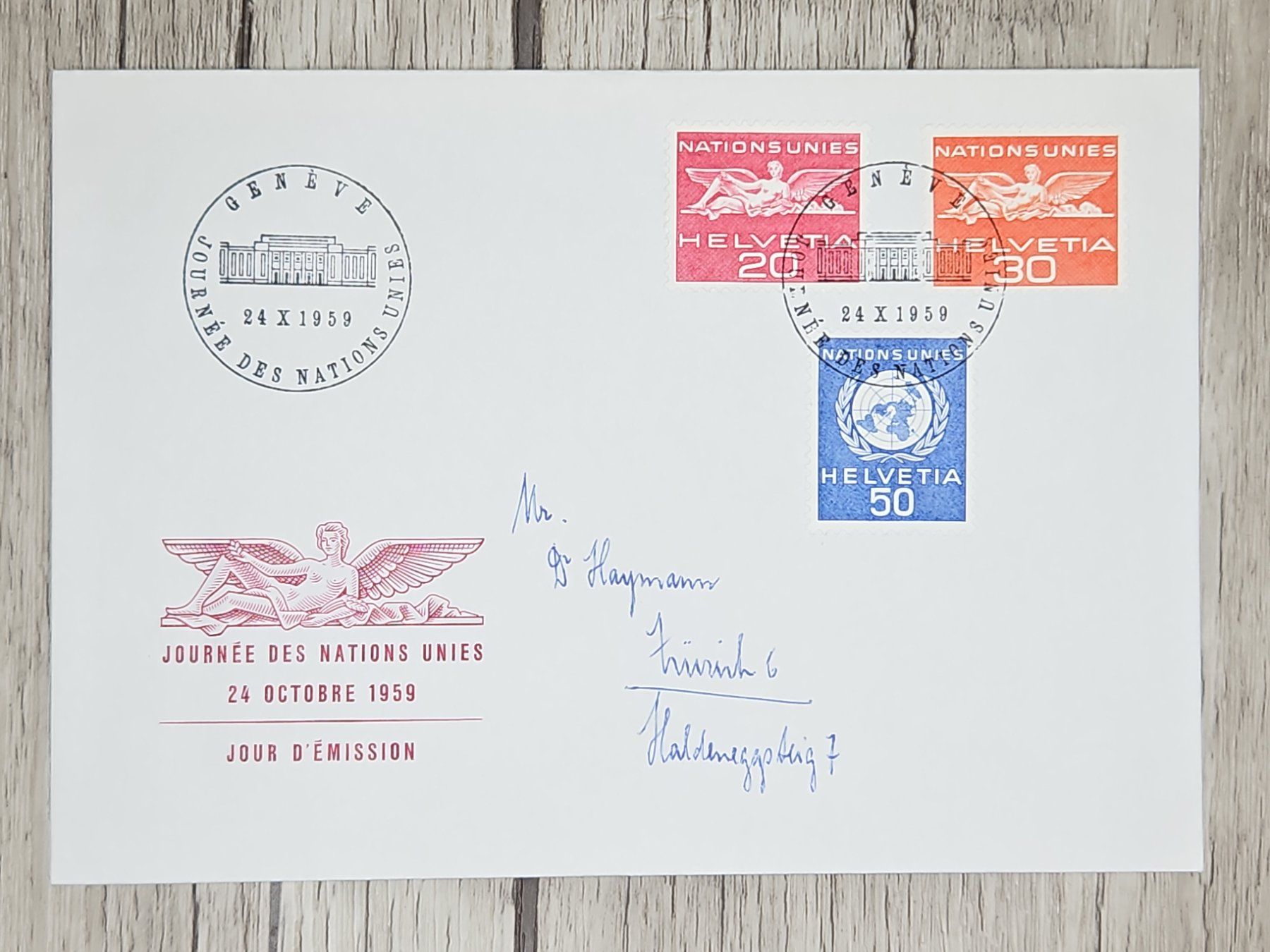 Tutti i francobolli: CL09 Enveloppe + Timbre Suisse 1959 – Usato da Cousset venduto da Patrick_Collections