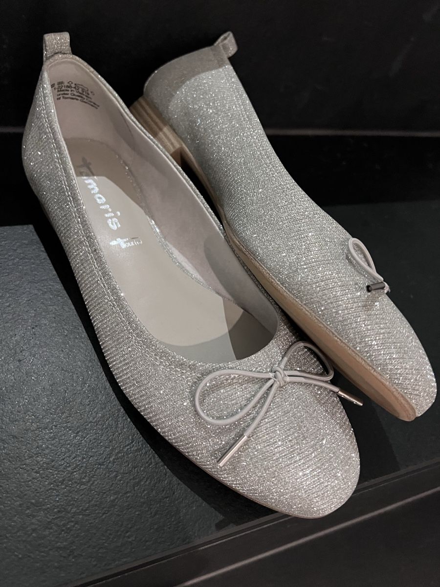 Tamaris Scarpe da donna: Tamaris Ballerinas Gr. 38 Glitzer Silber – Nuovo (secondo la descrizione) da Wolfhausen venduto da Starlake 6