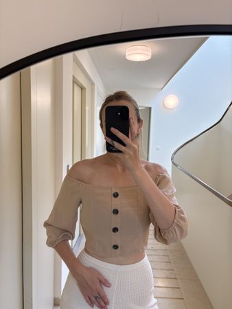 Amisu Off Shoulder Blouse beige Size XS
