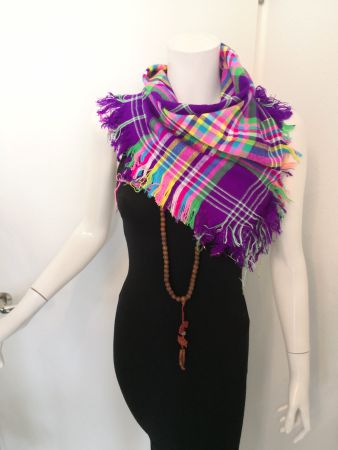 🤩BOHO-CHIC ETHNO SCHAL VIOLET KARRIERT NEU